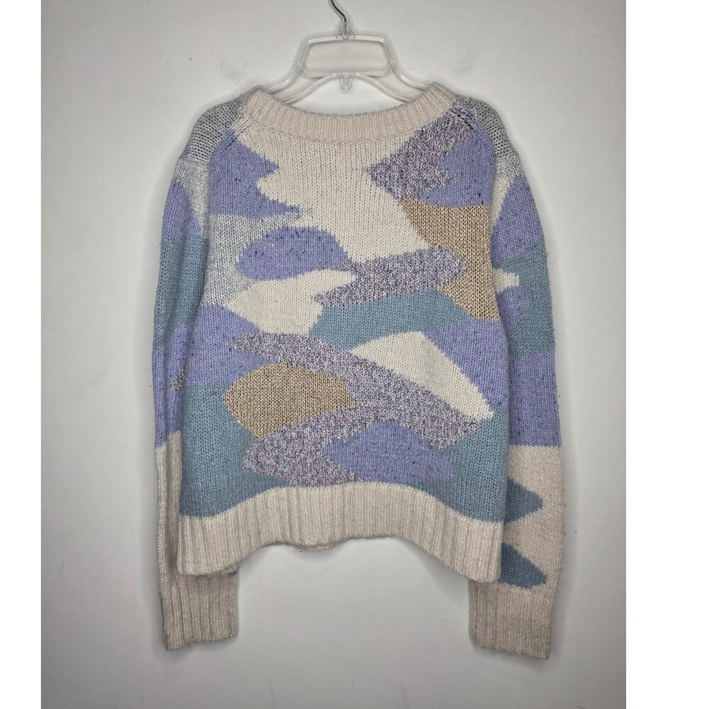LaVie Rebecca Taylor wool alpaca blue cream purple long sleeve sweater - XL - Picture 4 of 5